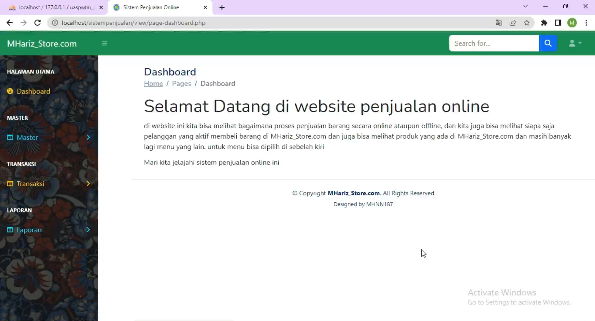 Pengembangan Sistem Penjualan Online Berbasis Web (Projek UAS - Pemrograman Web Tingkat Mahir)